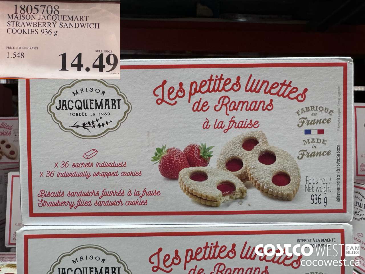 1805708 MAISON JACQUEMART STRAWBERRY SANDWICH COOKIES 936G $14.49