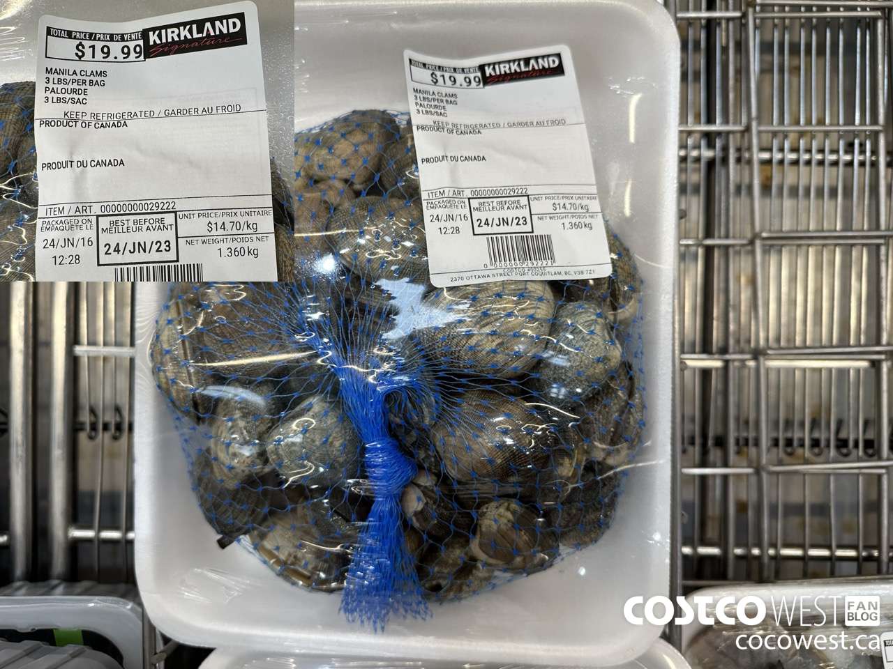 29222 MANILA CLAMS 3 POUNDS/PER BAG $14.70
