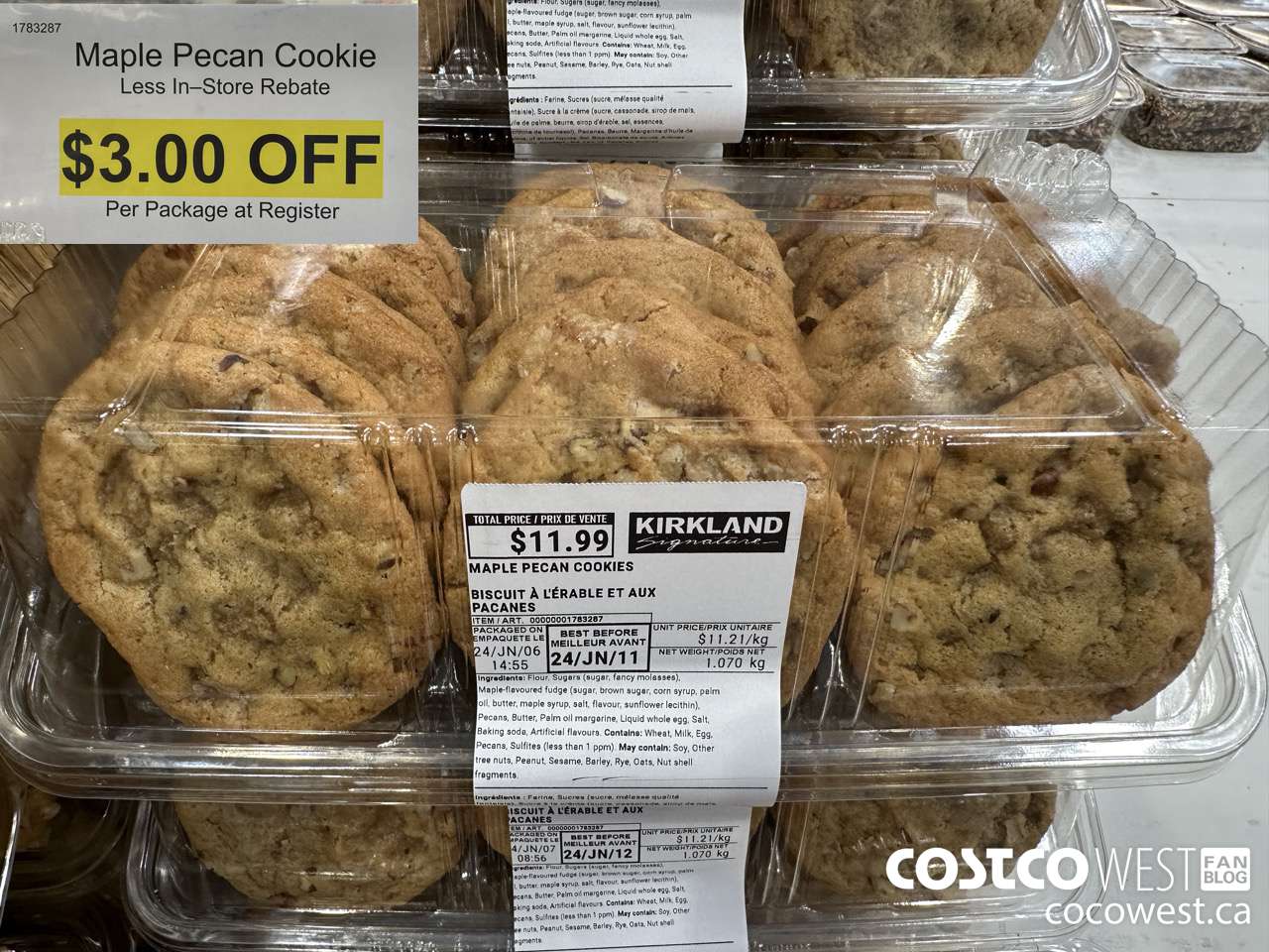1783287 MAPLE PECAN COOKIES ($3.00 INSTANT SAVINGS)