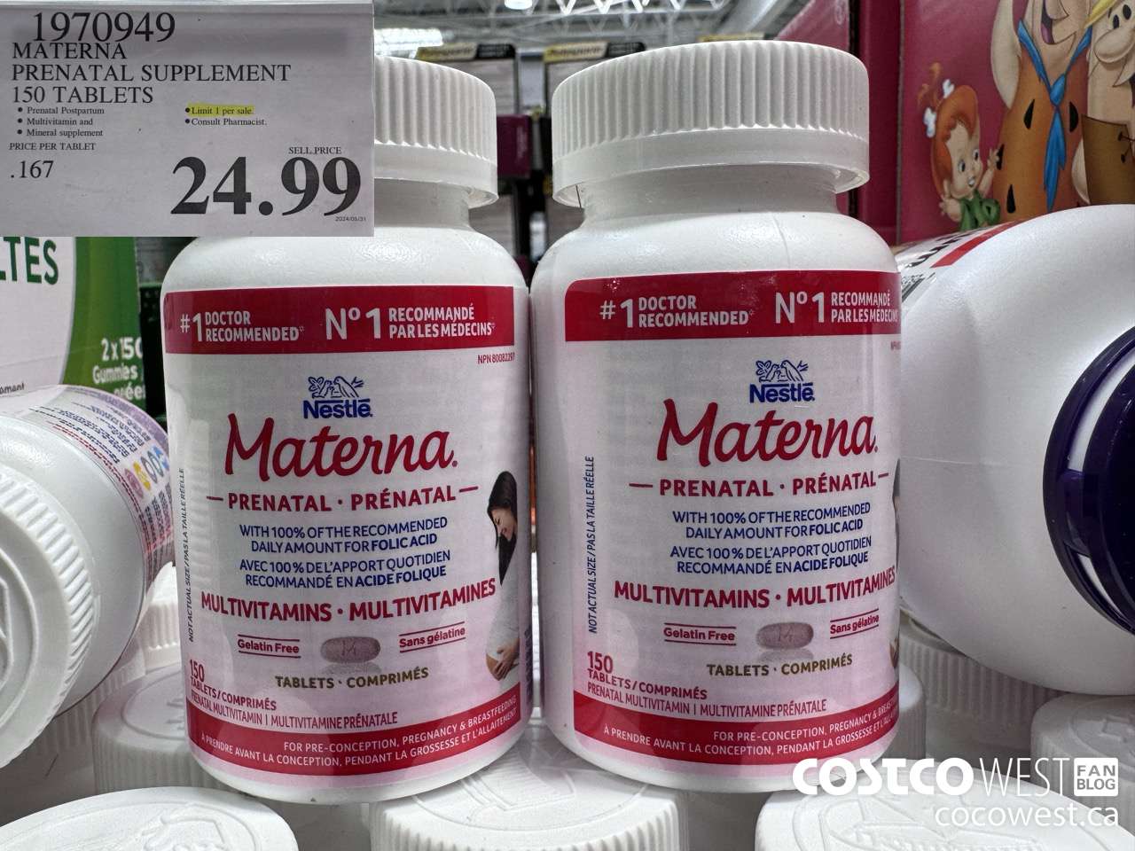 1970949 MATERNA PRENATAL SUPPLEMENT 150 TABLETS $24.99