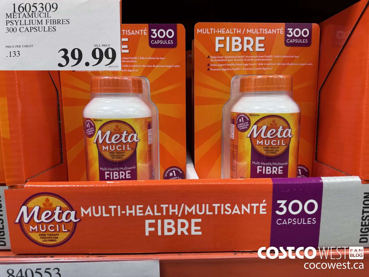 1605309 METAMUCIL PSYLLIUM FIBRES 300 CAPSULES $39.99