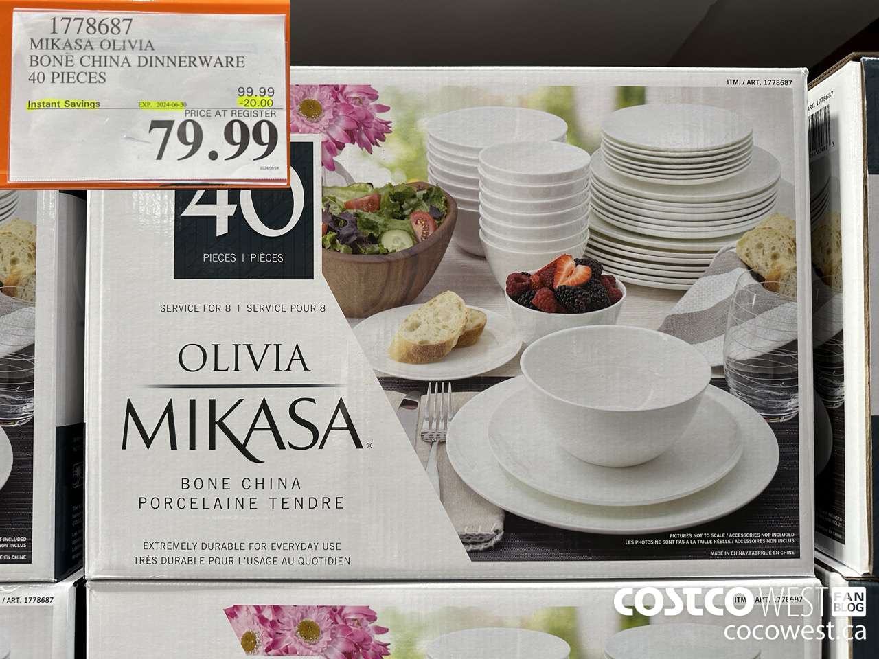 1778687 MIKASA OLIVIA BONE CHINA DINNERWARE 40 PIECES ($20.00 INSTANT SAVINGS EXPIRES ON 2024-06-30) $79.99