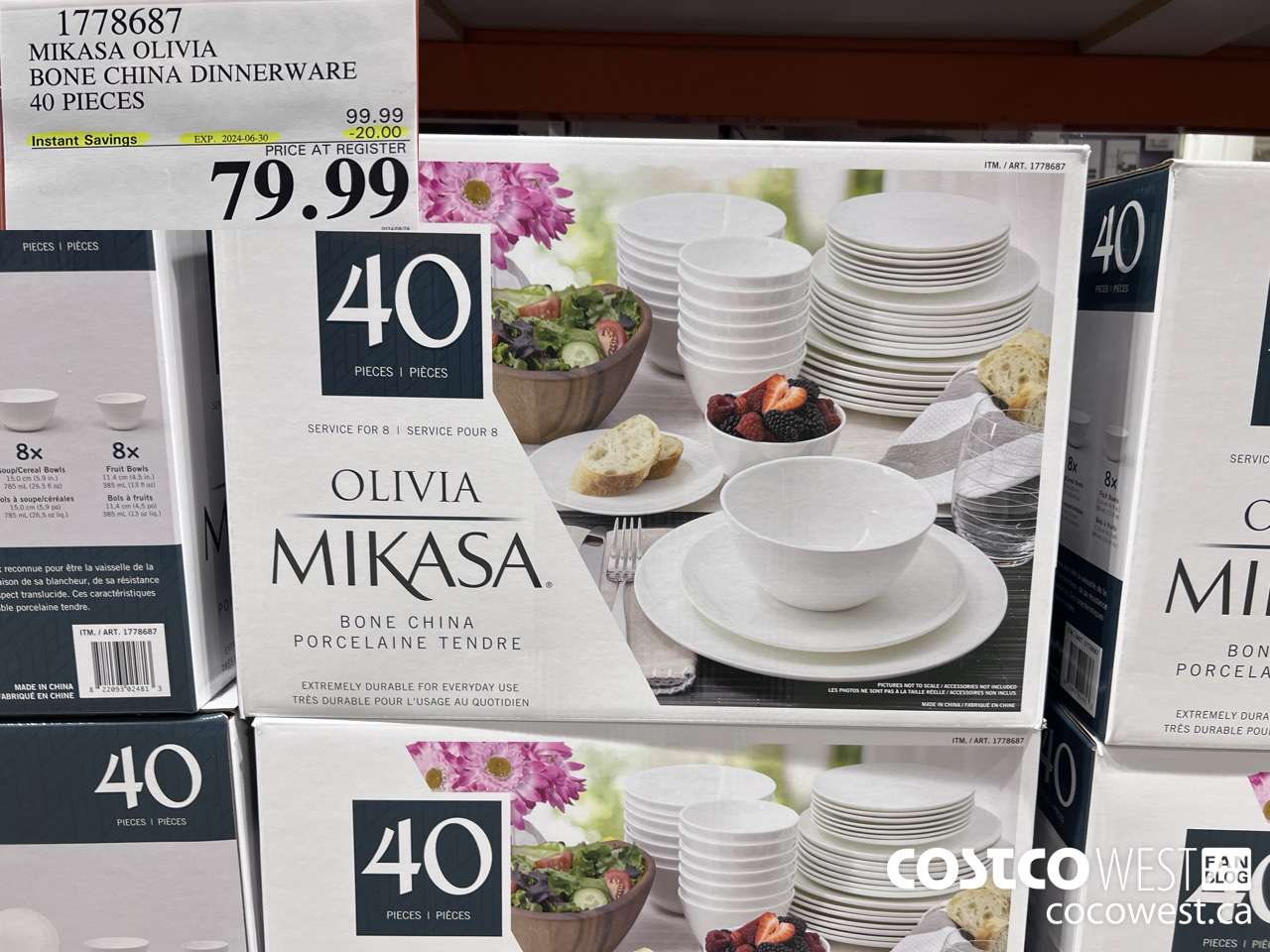 1778687 MIKASA OLIVIA BONE CHINA DINNERWARE 40 PIECES ($20.00 INSTANT SAVINGS EXPIRES ON 2024-06-30) $79.99