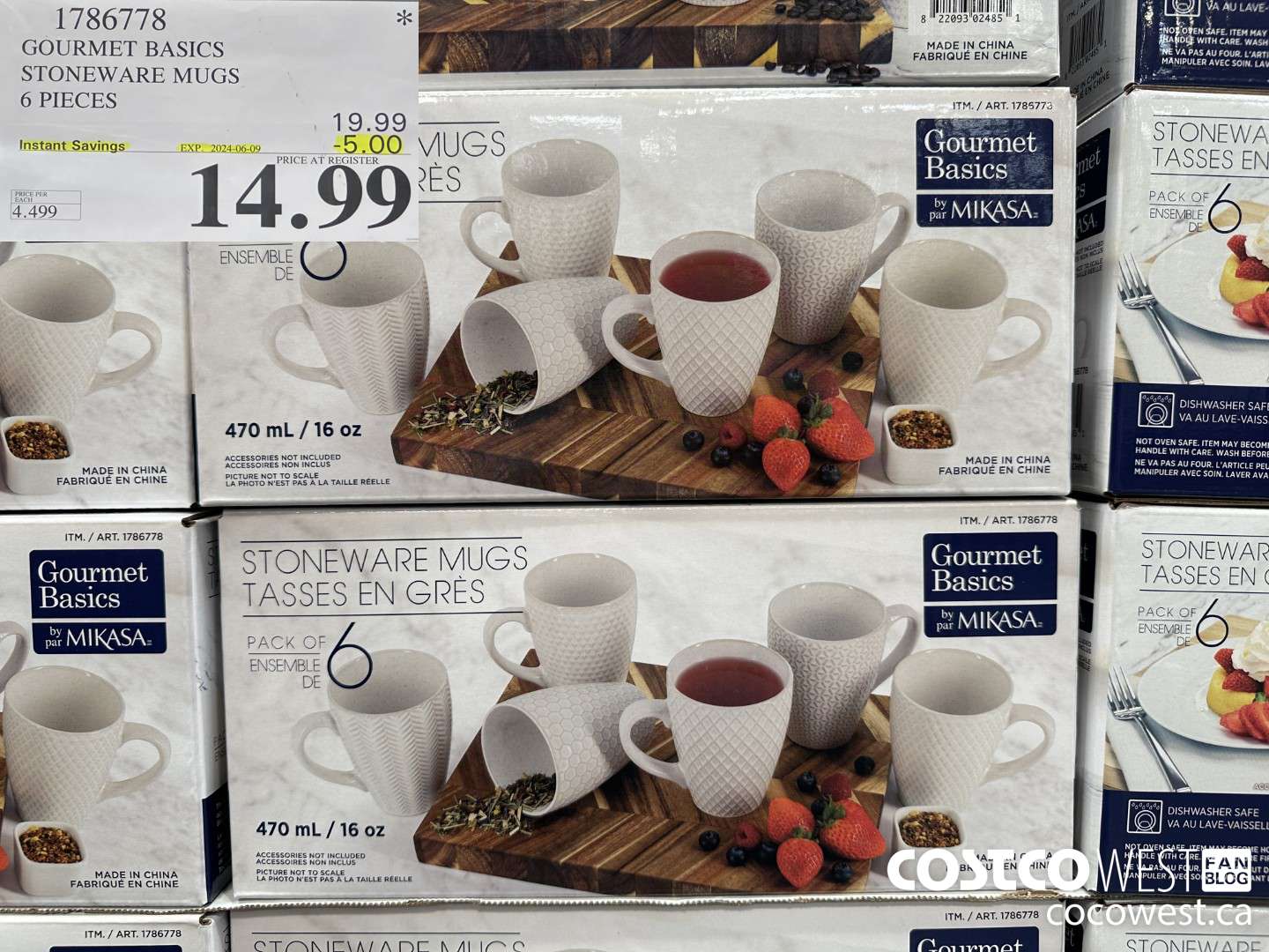 1786778 MIKASA STONEWARE MUGS 6 PIECES ($5.00 INSTANT SAVINGS EXPIRES ON 2024-06-09) $14.99