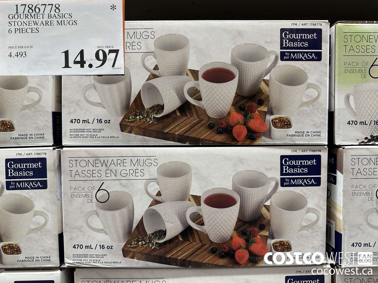 1786778 MIKASA STONEWARE MUGS 6 PIECES $14.97