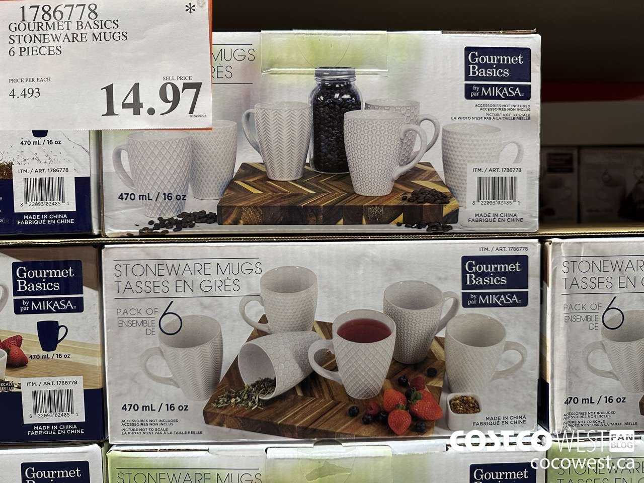 1786778 MIKASA STONEWARE MUGS 6 PIECES $14.97