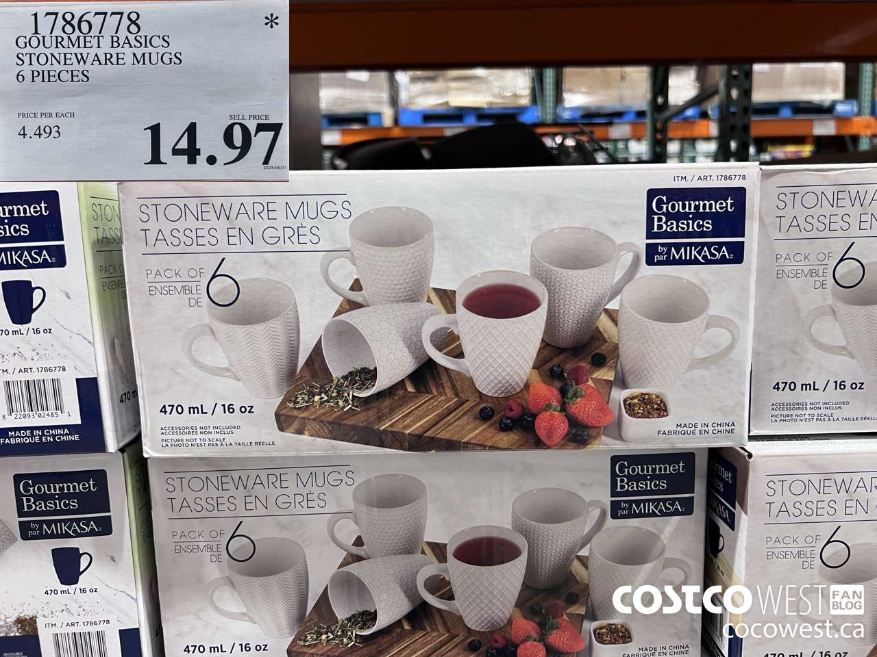 1786778 MIKASA STONEWARE MUGS 6 PIECES $14.97