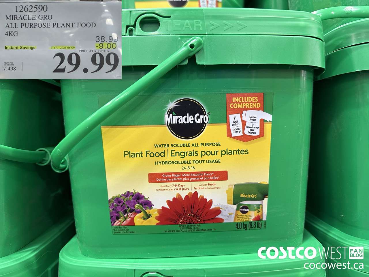 1262590 MIRACLE-GRO ALL PURPOSE PLANT FOOD 4KG ($9.00 INSTANT SAVINGS EXPIRES ON 2024-06-09) $29.99