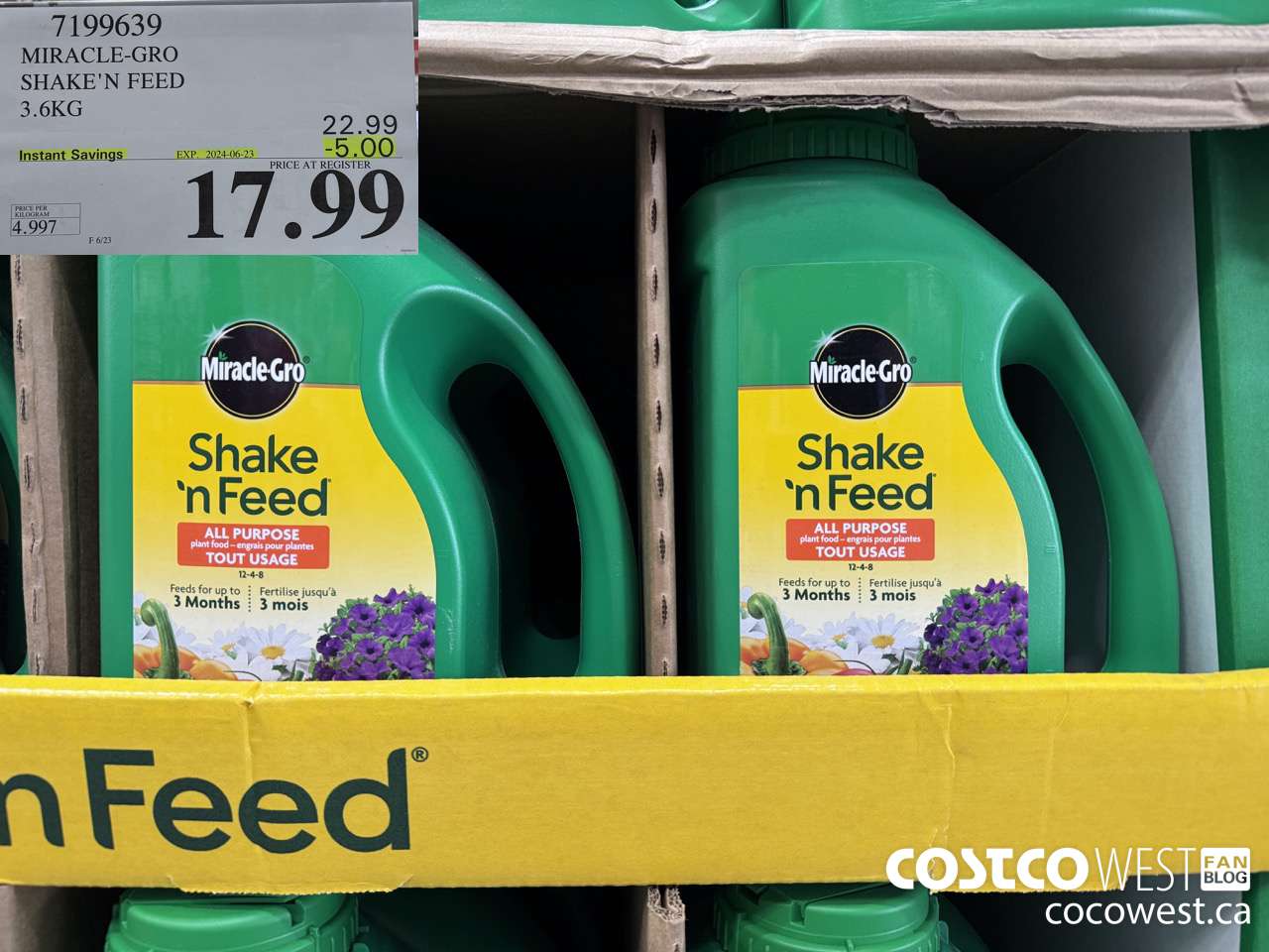 7199639 MIRACLE-GRO SHAKE'N FEED 3.6KG ($5.00 INSTANT SAVINGS EXPIRES ON 2024-06-23) $17.99