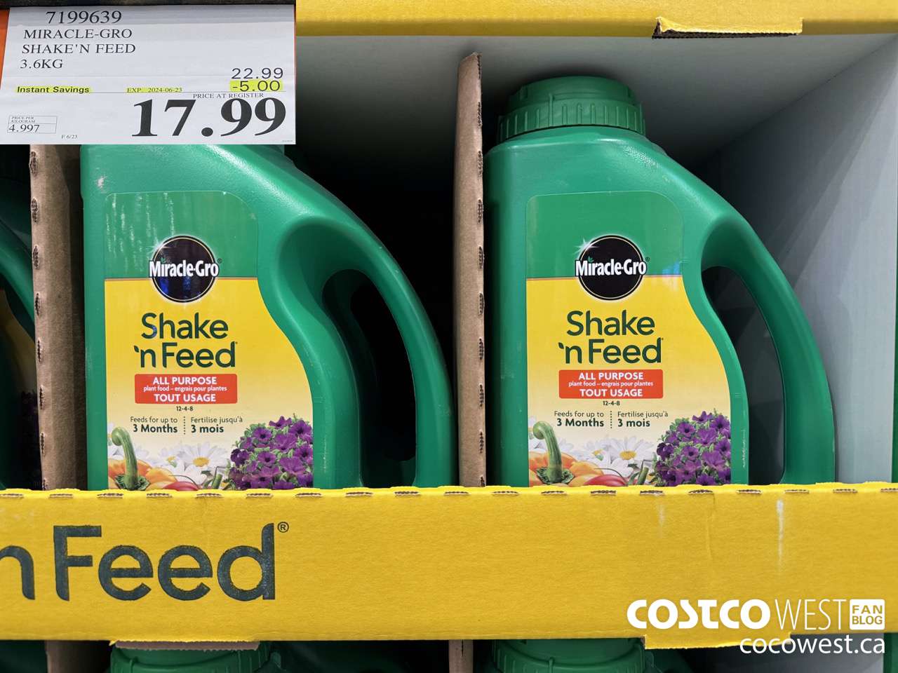 7199639 MIRACLE-GRO SHAKE'N FEED 3.6KG ($5.00 INSTANT SAVINGS EXPIRES ON 2024-06-23) $17.99