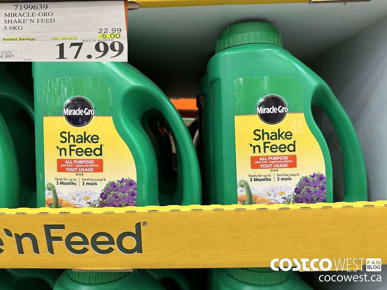 7199639 MIRACLE-GRO SHAKE'N FEED 3.6KG ($5.00 INSTANT SAVINGS EXPIRES ON 2024-06-23) $17.99