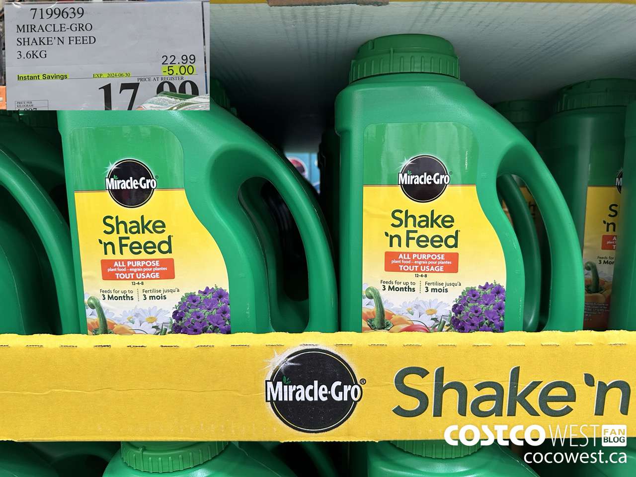 7199639 MIRACLE-GRO SHAKE'N FEED 3.6KG ($5.00 INSTANT SAVINGS EXPIRES ON 2024-06-30) $17.99