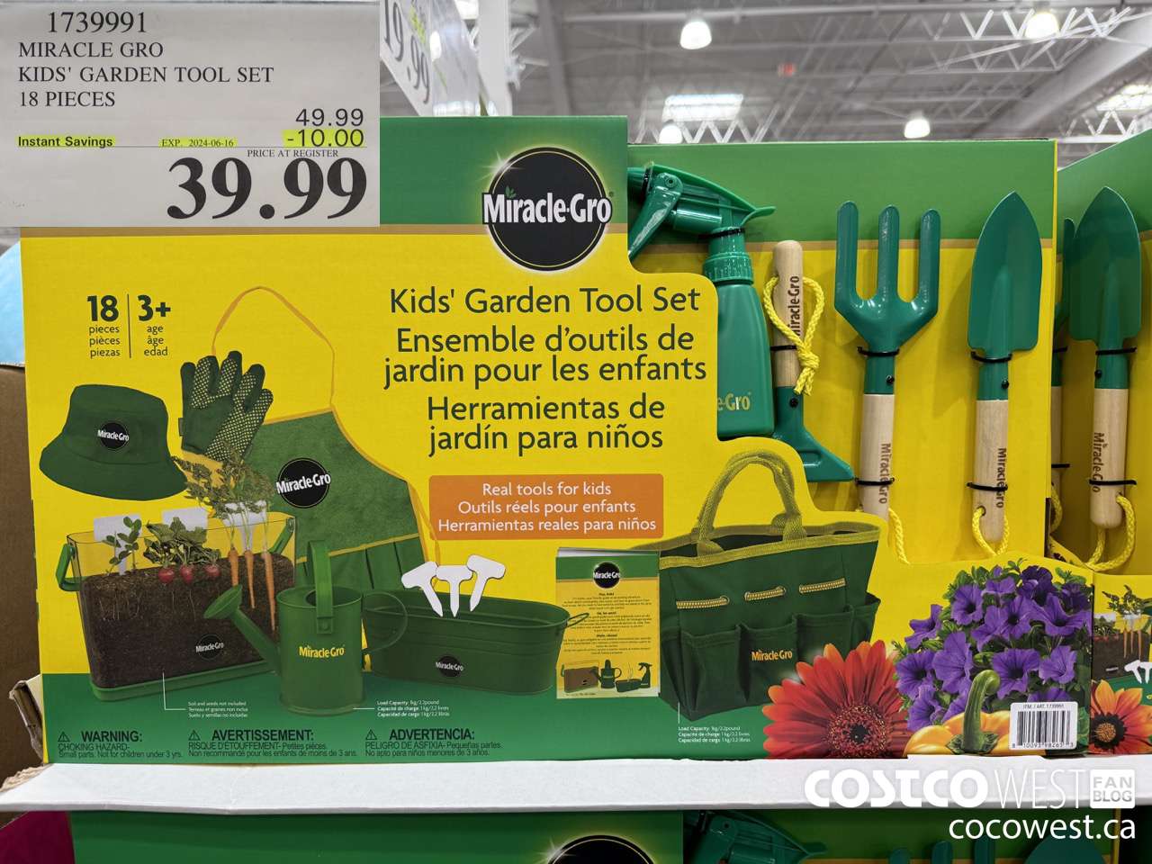 1739991 MIRACLE GRO KID'S GARDEN TOOL SET 18 PIECES ($10.00 INSTANT SAVINGS EXPIRES ON 2024-06-16) $39.99
