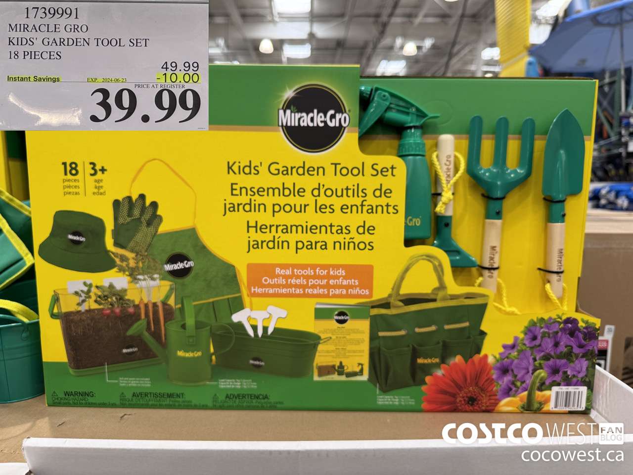 1739991 MIRACLE GRO KID'S GARDEN TOOL SET 18 PIECES ($10.00 INSTANT SAVINGS EXPIRES ON 2024-06-23) $39.99