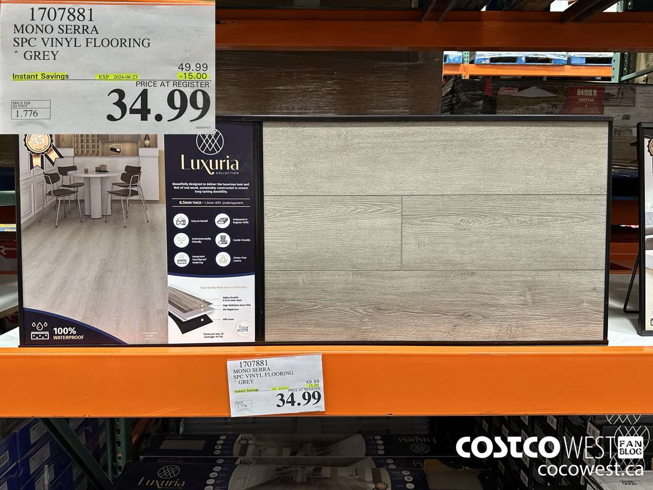 1707881 MONO SERRA SPC VINYL FLOORING GREY ($15.00 INSTANT SAVINGS EXPIRES ON 2024-06-23) $34.99