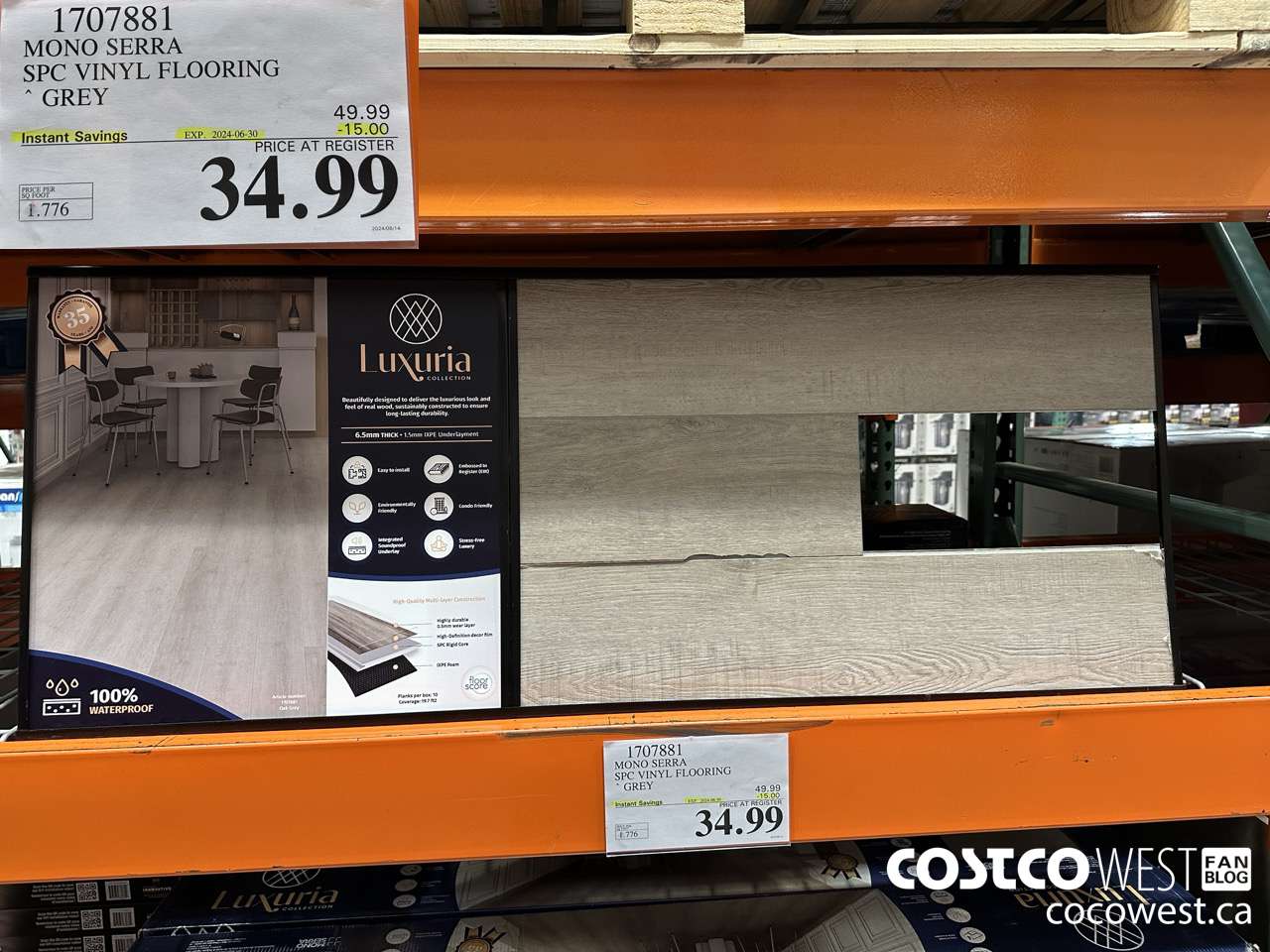 1707881 MONO SERRA SPC VINYL FLOORING GREY ($15.00 INSTANT SAVINGS EXPIRES ON 2024-06-30) $34.99