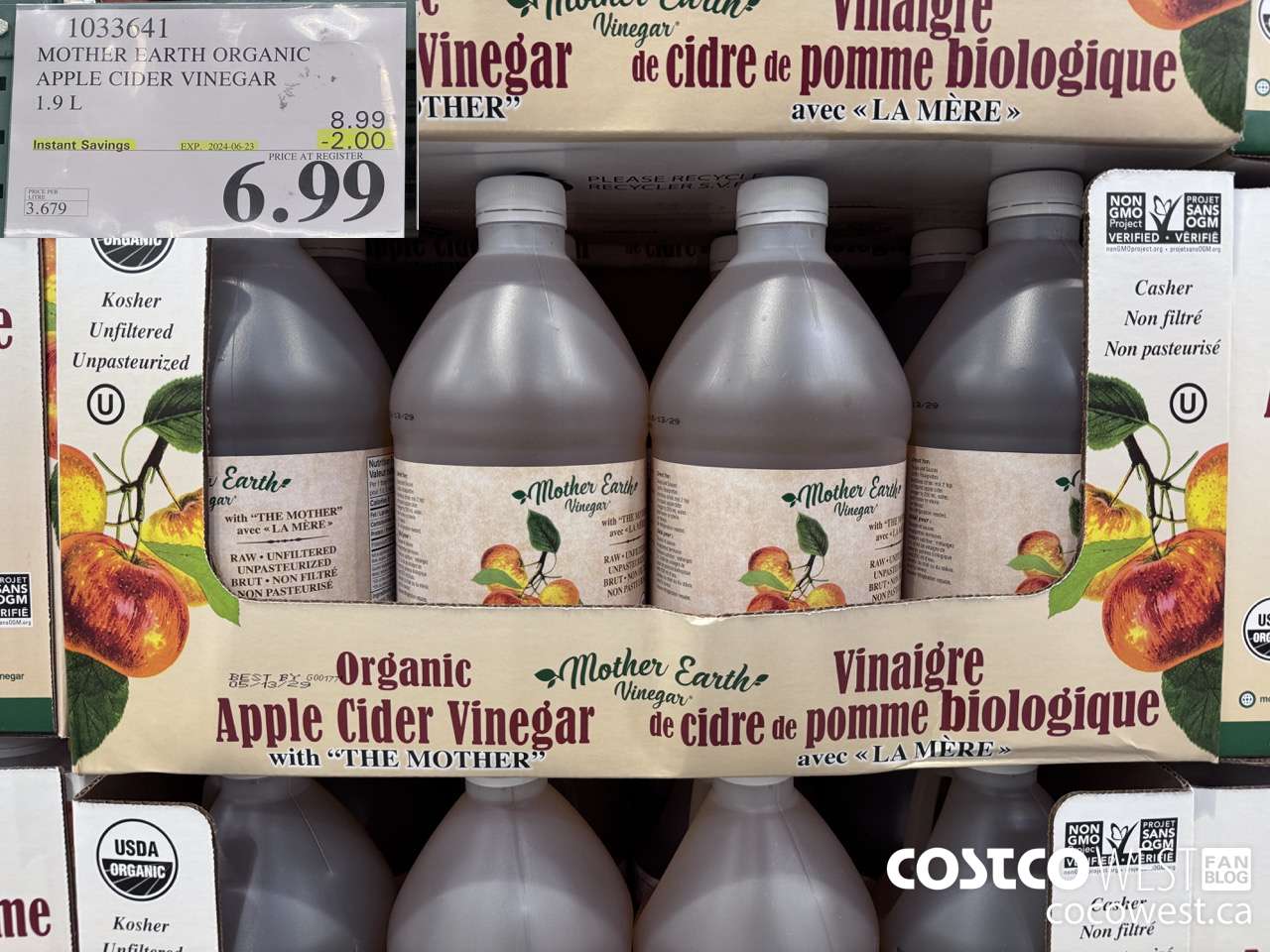 1033641 MOTHER EARTH ORGANIC APPLE CIDER VINEGAR 1.9L ($2.00 INSTANT SAVINGS EXPIRES ON 2024-06-23) $6.99