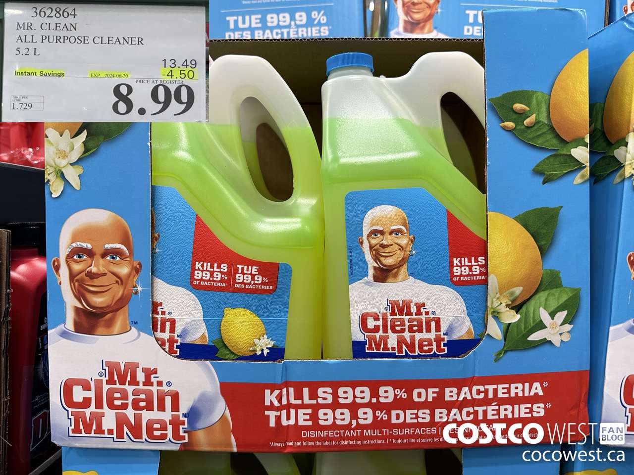 362864 MR. CLEAN ALL PURPOSE CLEANER 5.2 L ($4.50 INSTANT SAVINGS EXPIRES ON 2024-06-30) $8.99