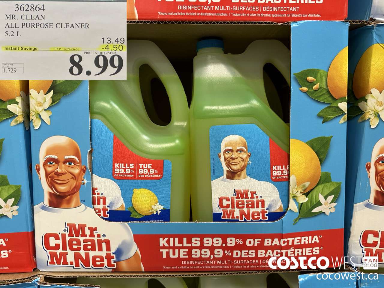 362864 MR. CLEAN ALL PURPOSE CLEANER 5.2 L ($4.50 INSTANT SAVINGS EXPIRES ON 2024-06-30) $8.99