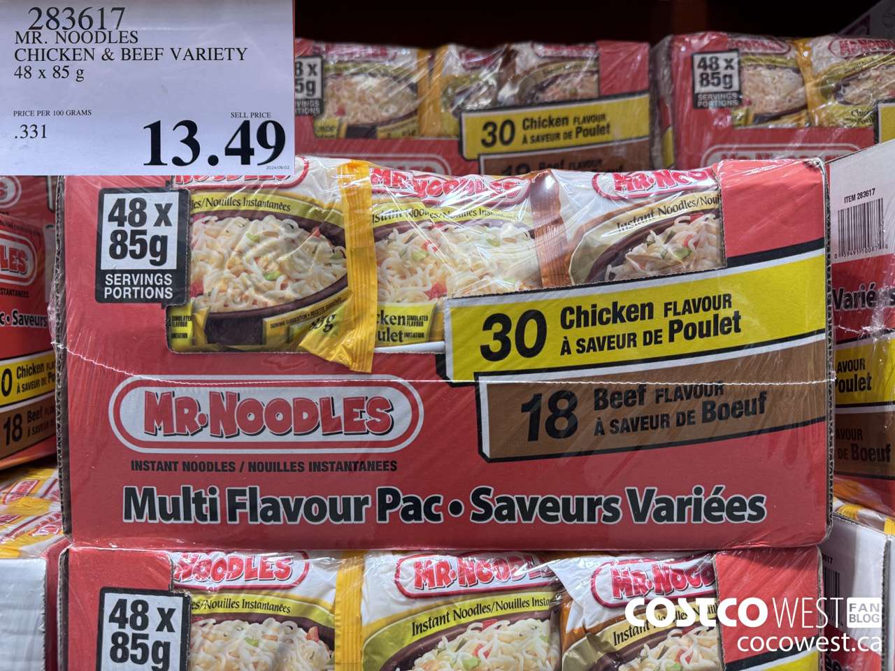 283617 MR. NOODLES FLATS LESS SODIUM 48 x 85 g $13.49