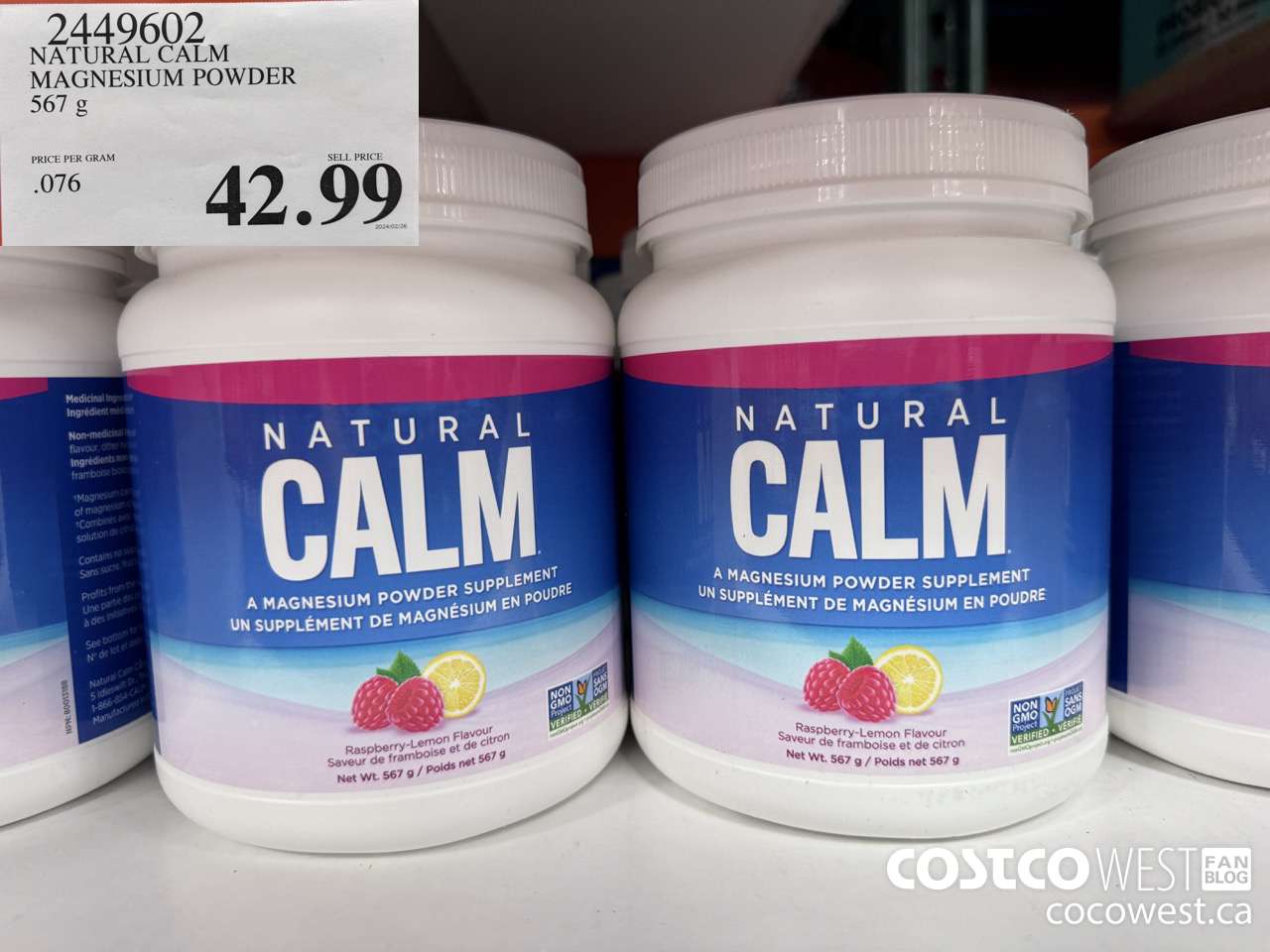 2449602 NATURAL CALM MAGNESIUM POWDER 567 g $42.99