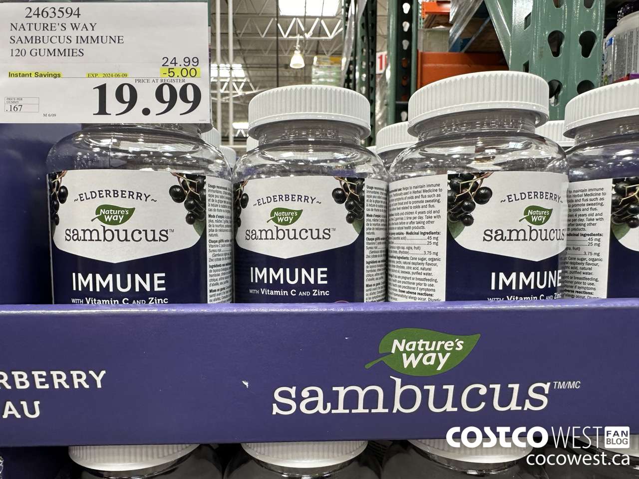 2463594 NATURE'S WAY SAMBUCUS IMMUNE 120 GUMMIES ($5.00 INSTANT SAVINGS EXPIRES ON 2024-06-09) $19.99