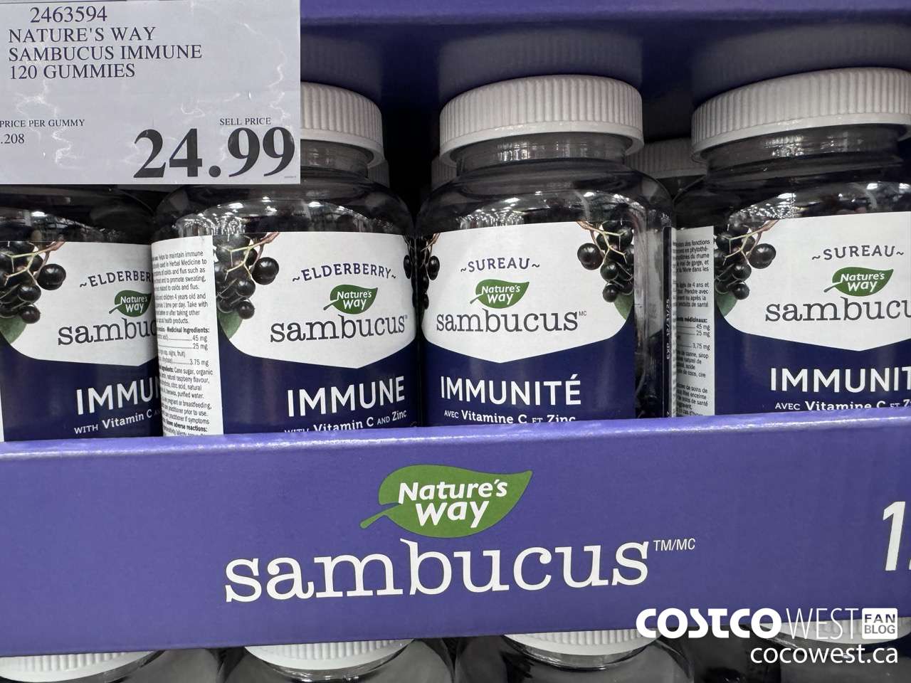 2463594 NATURE'S WAY SAMBUCUS IMMUNE 120 GUMMIES $24.99