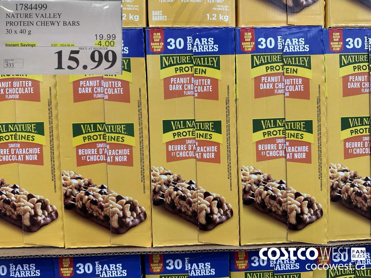 1784499 NATURE VALLEY PROTEIN CHEWY BARS 30 X 40G ($4.00 INSTANT SAVINGS EXPIRES ON 2024-06-04) $15.99