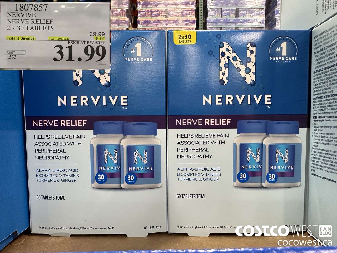1807857 NERVIVE NERVE RELIEF 2 x 30 TABLETS ($8.00 INSTANT SAVINGS EXPIRES ON 2024-06-09) $31.99
