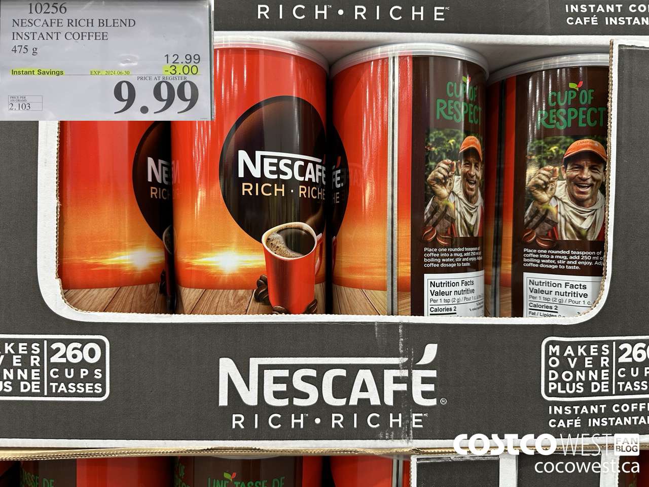 10256 NESCAFE RICH BLEND INSTANT COFFEE 475G ($3.00 INSTANT SAVINGS EXPIRES ON 2024-06-30) $9.99