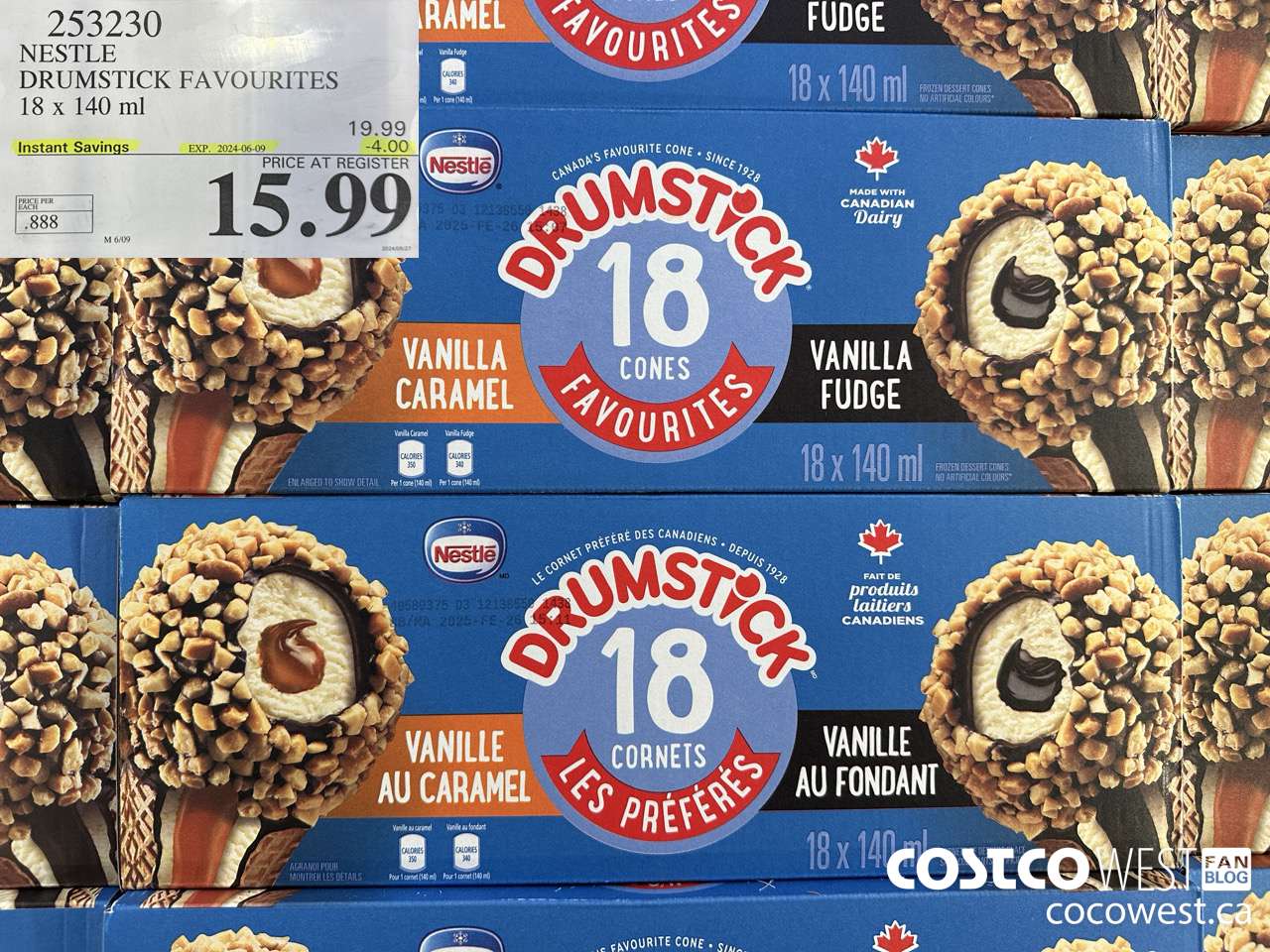 253230 NESTLE DRUMSTICK VARIETY PACK 18 x 140 ml ($4.00 INSTANT SAVINGS EXPIRES ON 2024-06-09) $15.99