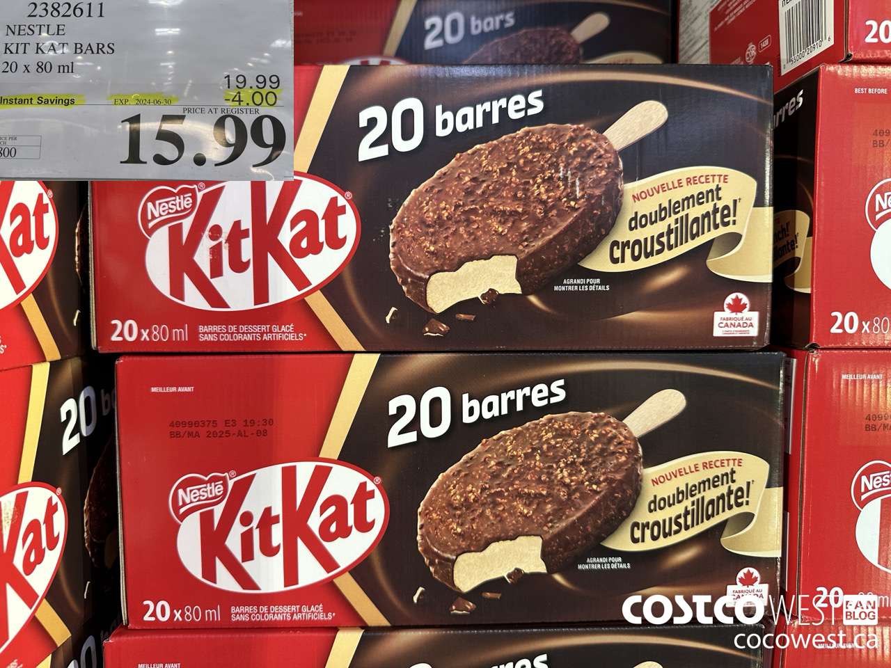 2382611 NESTLE KIT KAT BARS 20 X 80 ML ($4.00 INSTANT SAVINGS EXPIRES ON 2024-06-30) $15.99