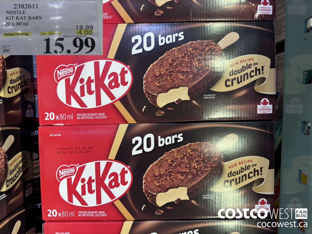 2382611 NESTLE KIT KAT BARS 20 X 80 ML ($4.00 INSTANT SAVINGS EXPIRES ON 2024-06-30) $15.99
