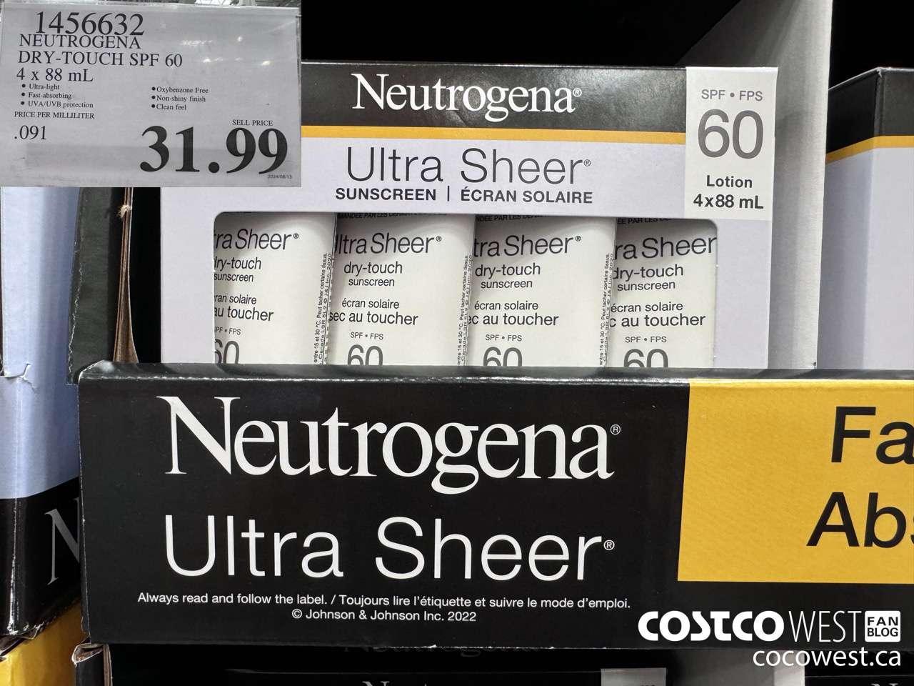 1456632 NEUTROGENA DRY-TOUCH SPF 60 4 X 88 ML $31.99