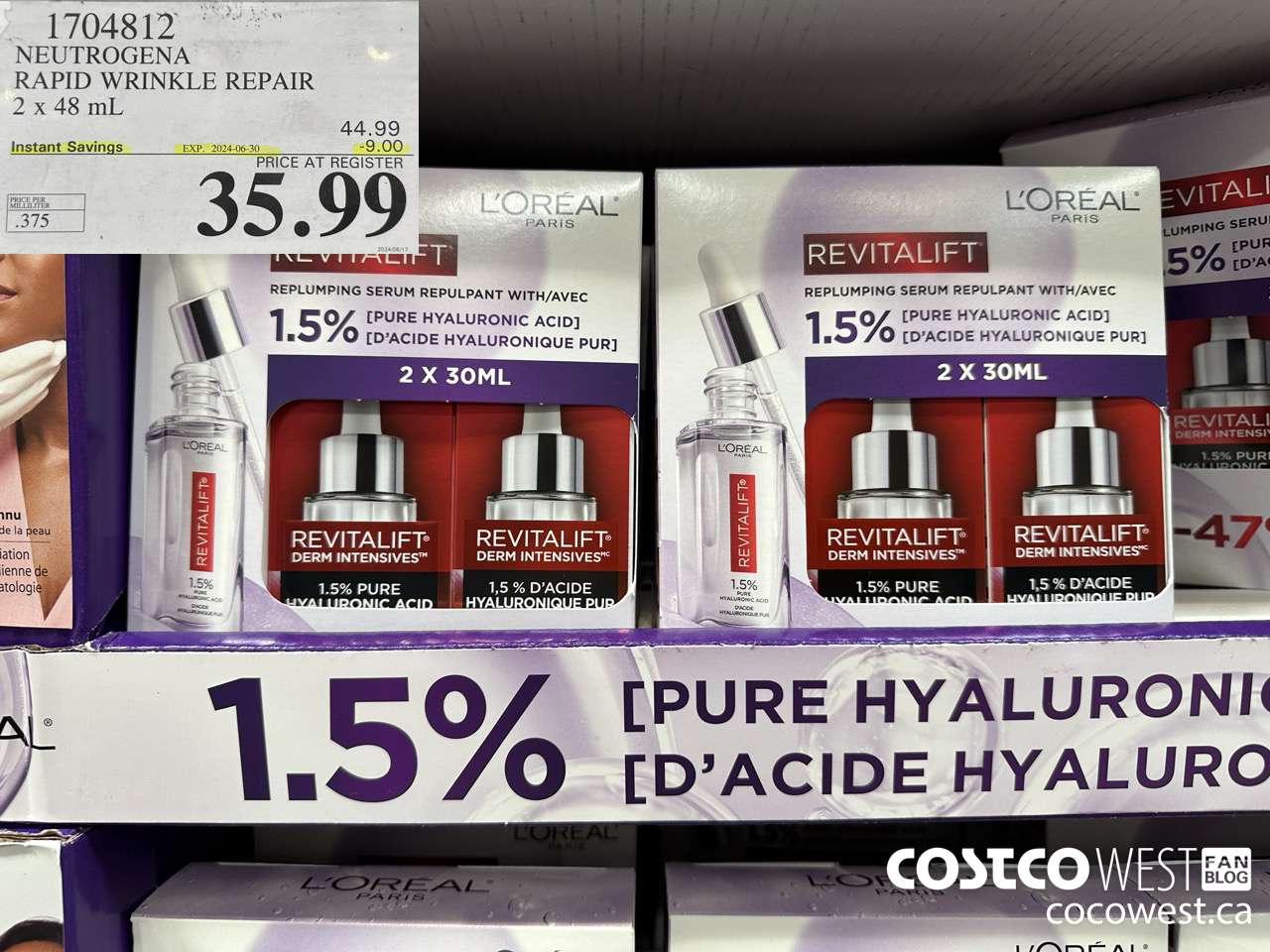 1704812 NEUTROGENA RAPID WRINKLE REPAIR 2 X 48ML ($9.00 INSTANT SAVINGS EXPIRES ON 2024-06-30) $35.99