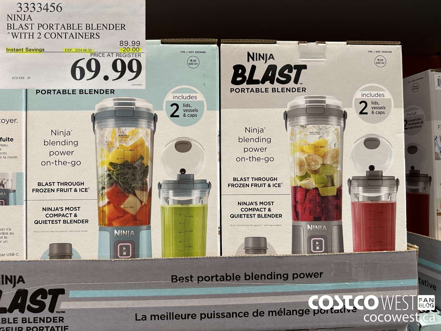 3333456 NINJA BLAST PORTABLE BLENDER WITH 2 CONTAINERS ($20.00 INSTANT SAVINGS EXPIRES ON 2024-06-30) $69.99