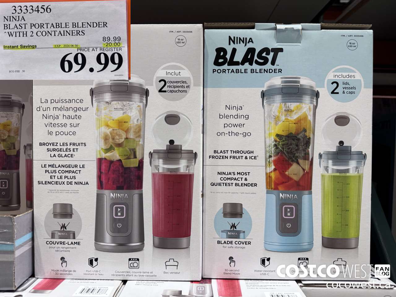 3333456 NINJA BLAST PORTABLE BLENDER WITH 2 CONTAINERS ($20.00 INSTANT SAVINGS EXPIRES ON 2024-06-30) $69.99