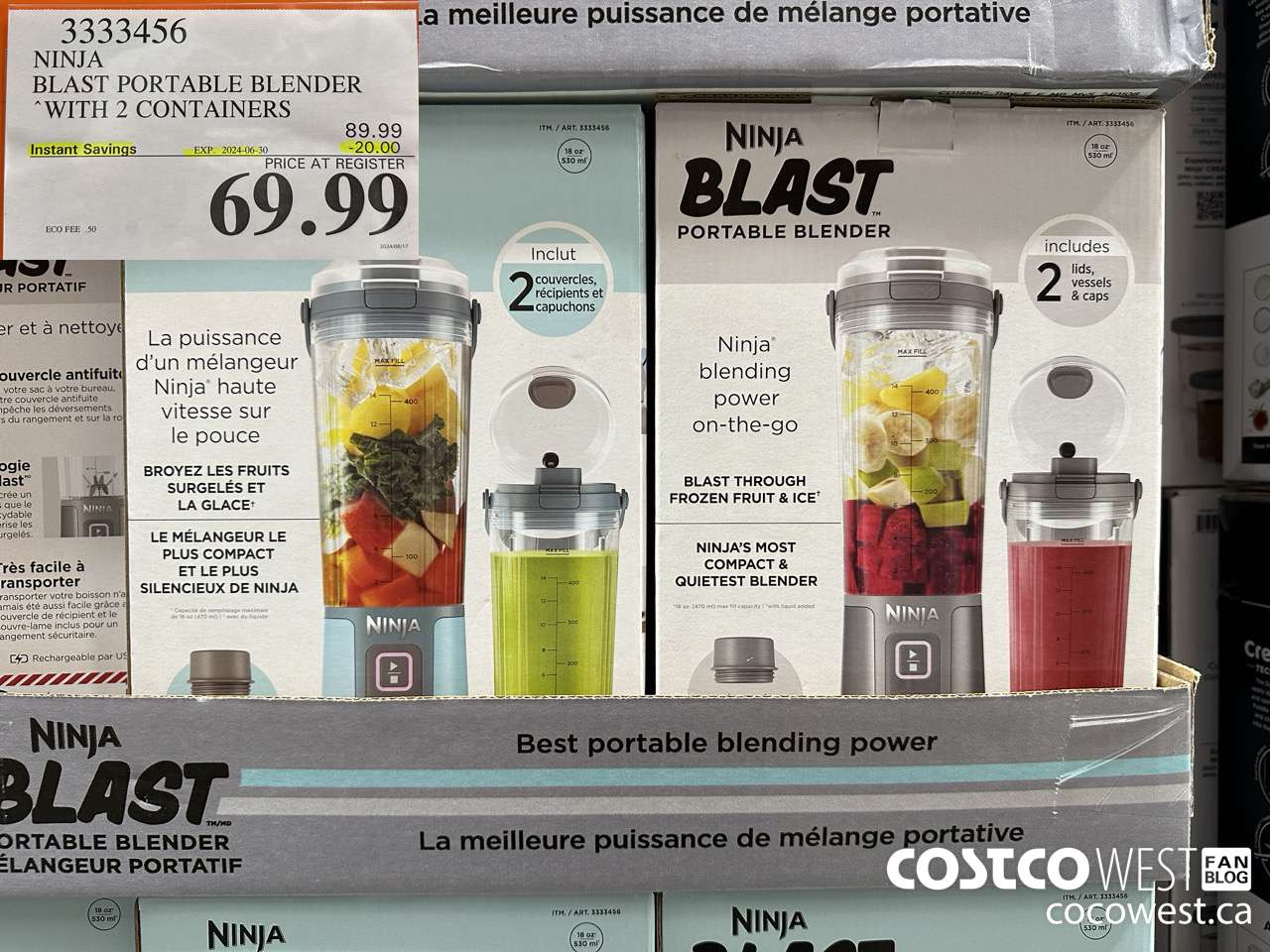 3333456 NINJA BLAST PORTABLE BLENDER WITH 2 CONTAINERS ($20.00 INSTANT SAVINGS EXPIRES ON 2024-06-30) $69.99