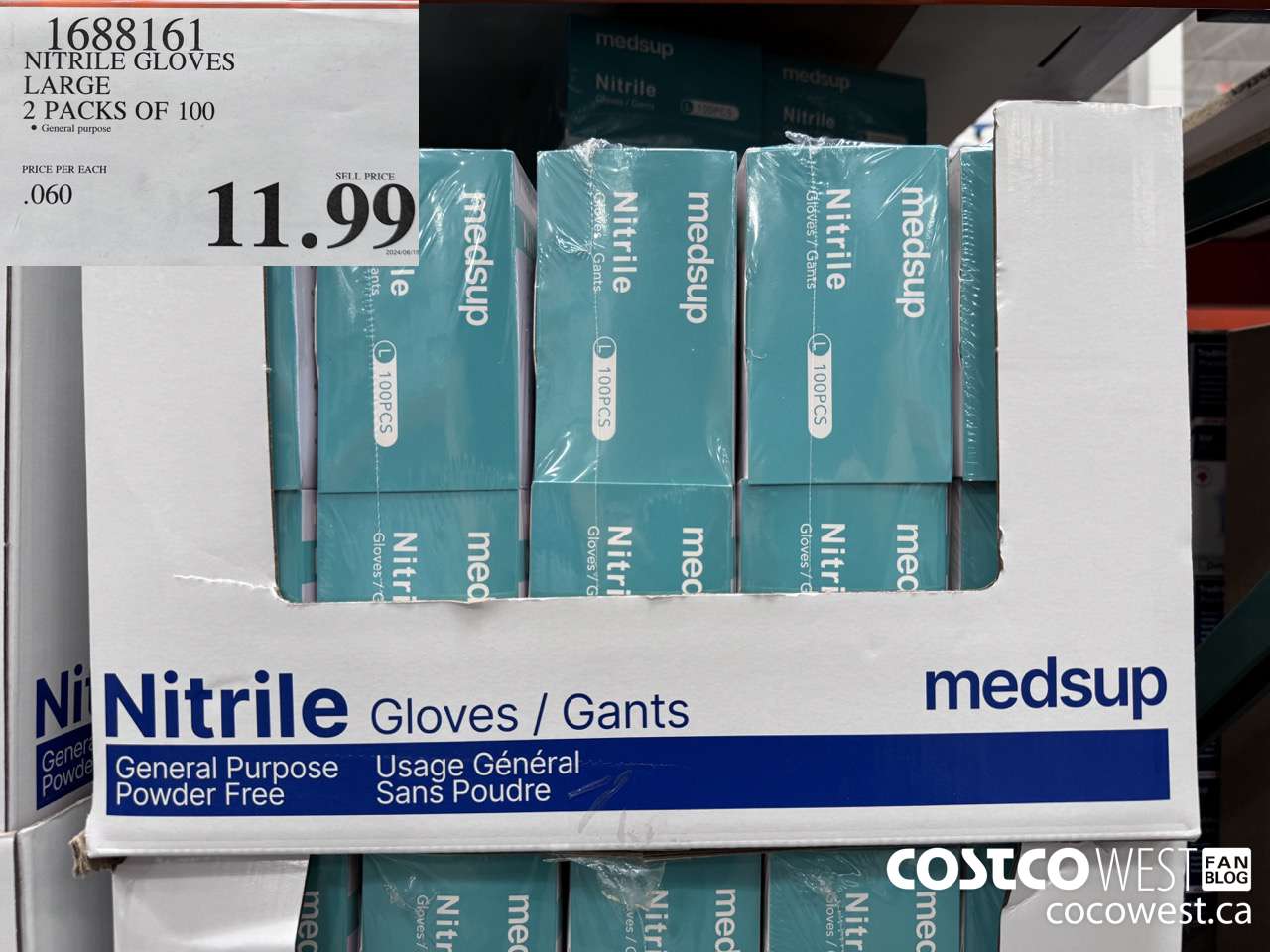 1688161 NITRILE GLOVES LARGE 2 PACKS OF 100 $11.99