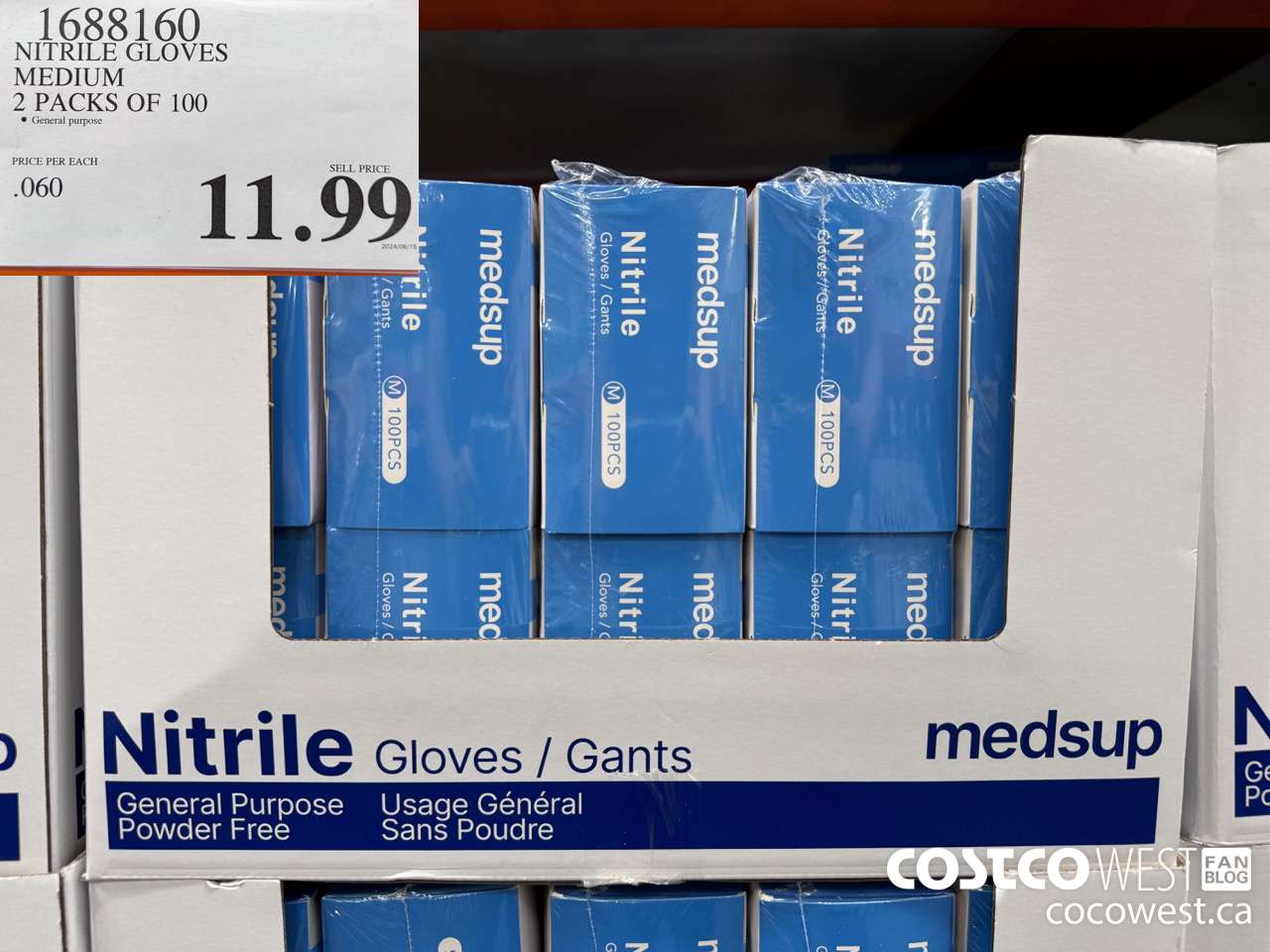 1688160 NITRILE GLOVES MEDIUM 2 PACKS OF 100 $11.99