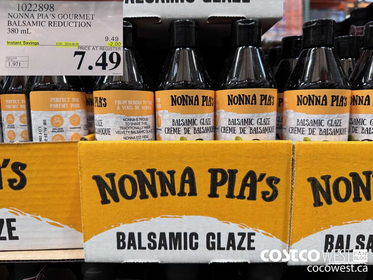 1022898 NONNA PIA'S GOURMET BALSAMIC REDUCTION 380 ML ($2.00 INSTANT SAVINGS EXPIRES ON 2024-06-09) $7.49