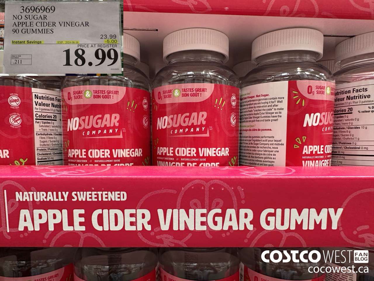 3696969 NO SUGAR APPLE CIDER VINEGAR 90 GUMMIES ($5.00 INSTANT SAVINGS EXPIRES ON 2024-06-16) $18.99