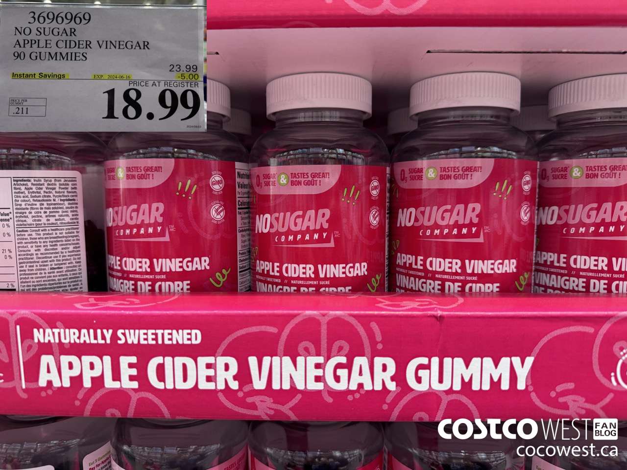 3696969 NO SUGAR APPLE CIDER VINEGAR 90 GUMMIES ($5.00 INSTANT SAVINGS EXPIRES ON 2024-06-16) $18.99