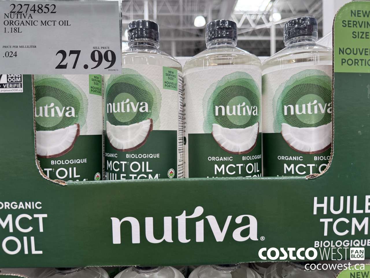 2274852 NUTIVA ORGANIC MCT OIL 1.18L $27.99