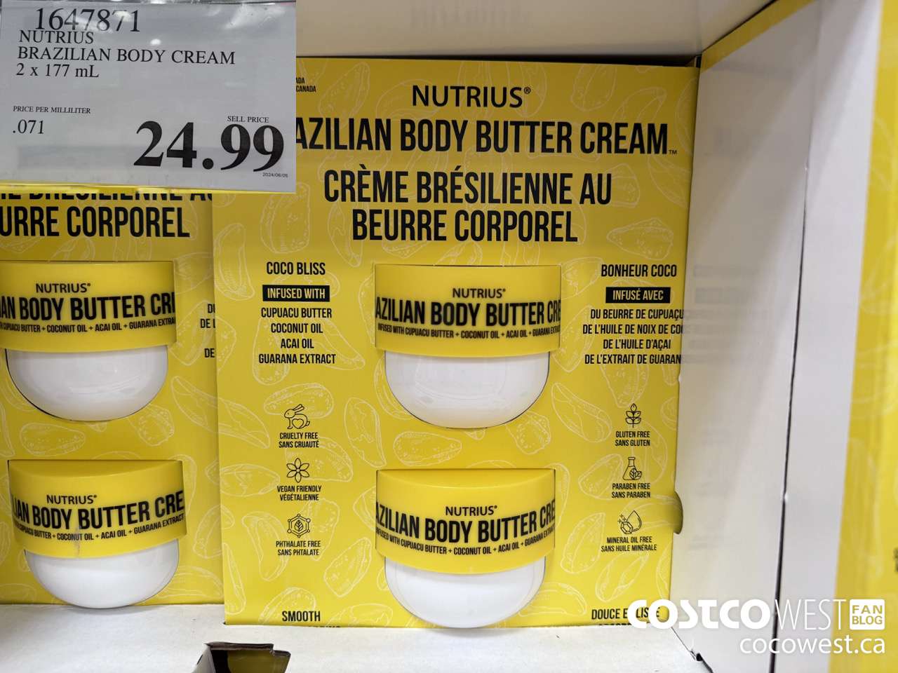 1647871 NUTRIUS BRAZILIAN BODY CREAM 2 X 177 ML $24.99