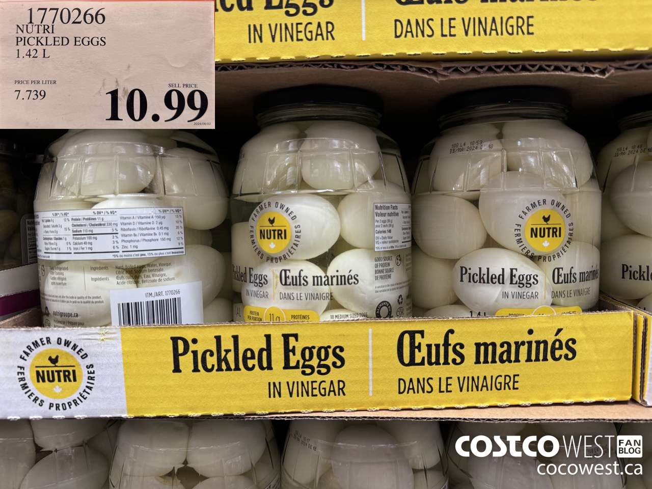 1770266 NUTRI PICKLED EGGS 1.42 L $10.99