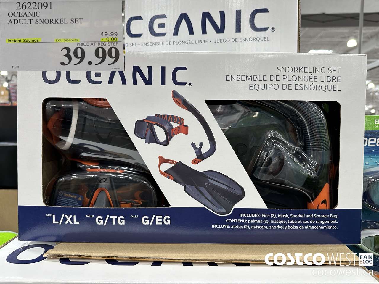 2622091 OCEANIC ADULT SNORKEL SET ($10.00 INSTANT SAVINGS EXPIRES ON 2024-06-30) $39.99