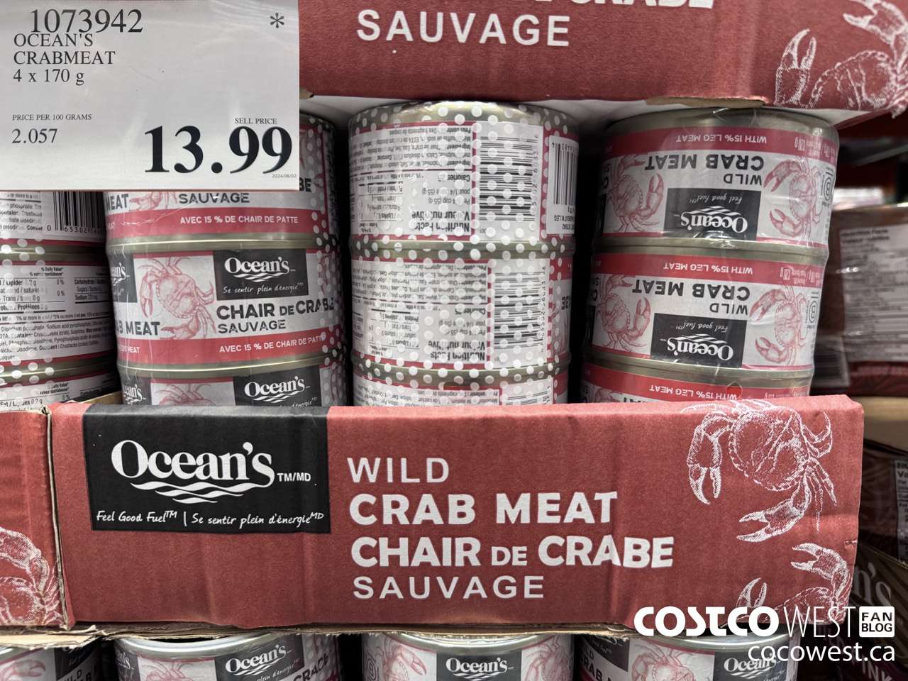 1073942 OCEAN'S CRABMEAT 4 X 170 G $13.99