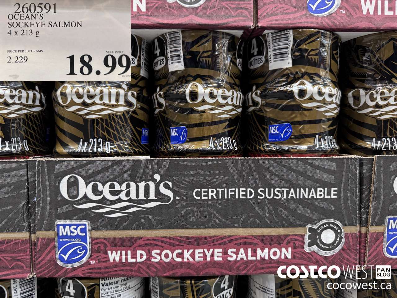 260591 OCEAN'S SOCKEYE SALMON 4 x 213 g $18.99