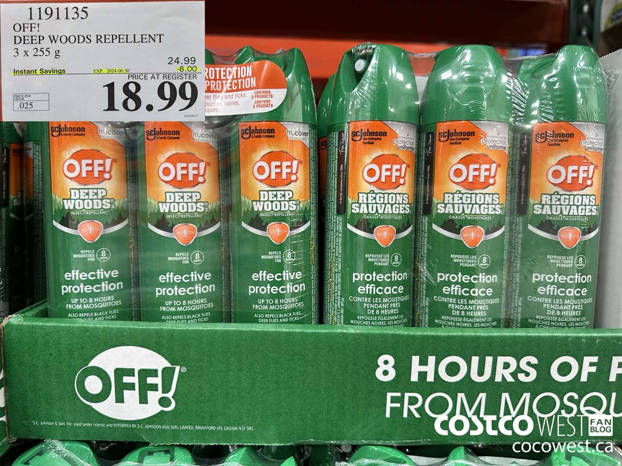1191135 OFF! DEEP WOODS INSECT REPELLENT 3 x 255 g ($6.00 INSTANT SAVINGS EXPIRES ON 2024-06-30) $18.99